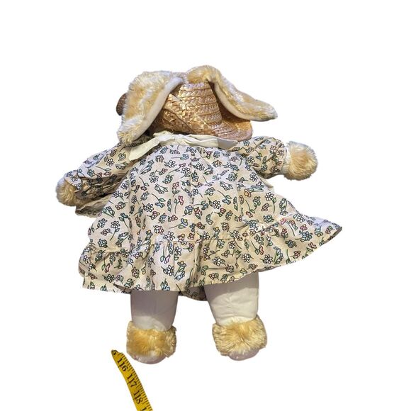 Walmart Brown Easter Bunny Rabbit Flower Dress Straw Hat Stuffed Animal 18" - Picture 7 of 8